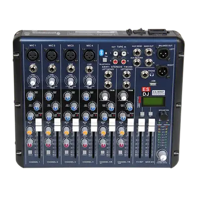 CONSOLA ANALOGA, 8 CANALES, 4 MONO/2 ESTEREO, INTERFAZ USB, BT, MP3