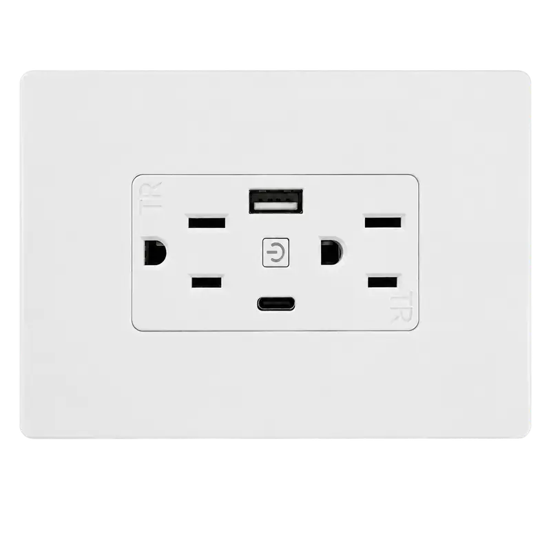 ZIGBEE TOMACORRIENTE SMART DE PARED 2 SERVICIOS 15A CON PUERTO USB A Y USB C - Imagen 1