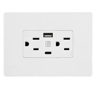 ZIGBEE TOMACORRIENTE SMART DE PARED 2 SERVICIOS 15A CON PUERTO USB A Y USB C