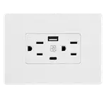ZIGBEE TOMACORRIENTE SMART DE PARED 2 SERVICIOS 15A CON PUERTO USB A Y USB C - Miniatura 1