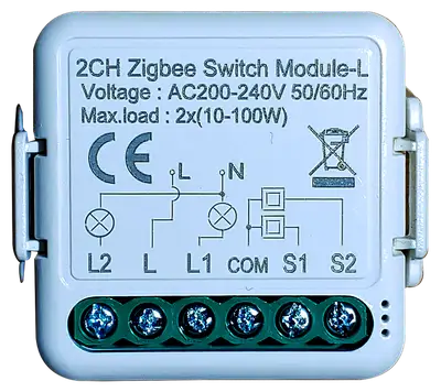 ZIGBEE MICRO MÓDULO SMART SWITCH 2 SERVICIOS SIN NEUTRO