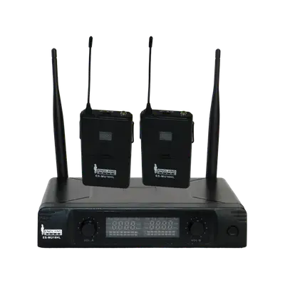MICROFONO INALAMBRICO UHF MULTIFRECUENCIA, 2 CANALES, 2 MIC DIADEMA Y 2 MIC SOLAPA