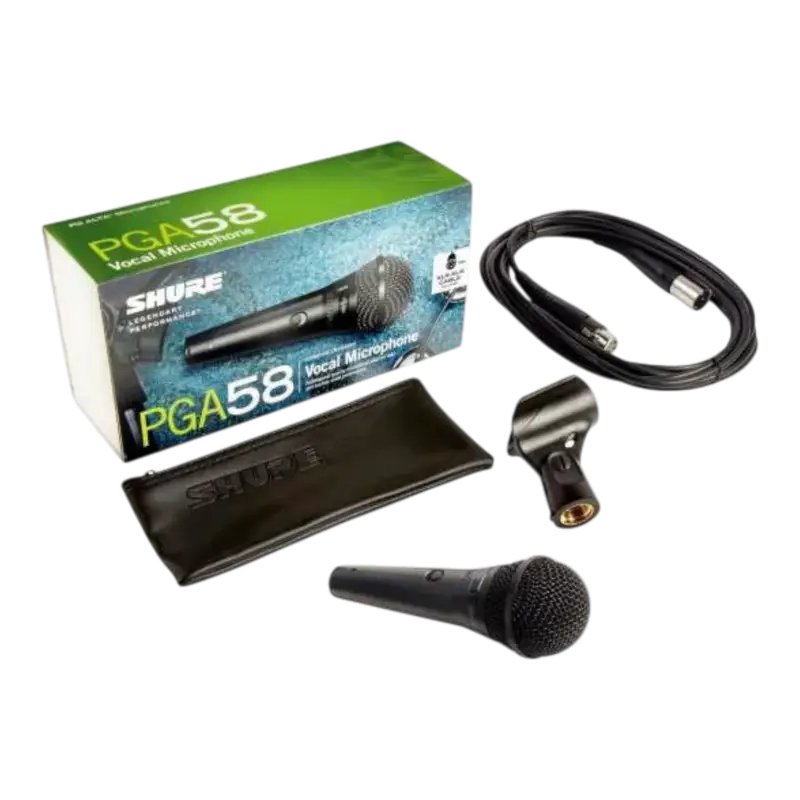 MICROFONO DE MANO METALICO, CON INTERRUPTOR, INCLUYE CABLE XLR A XLR Y SUJETADOR - Imagen 1