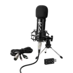 MICROFONO PARA AUDIO CON CONECTOR XLR Y STREAMING, INCLUYE TRIPODE DE MESA, ADAPTADOR 3.5MM A USB Y ACCESORIOS - Miniatura 4