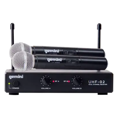 MICROFONO INALAMBRICO UHF, 2 CANALES, DE MANO, FRECUENCIA FIJA 533.70 MHZ - 537.20 MHZ