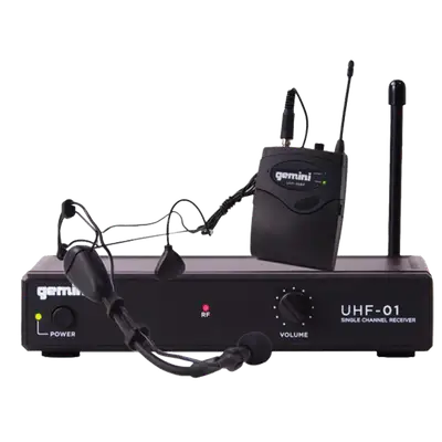 MICROFONO INALAMBRICO UHF, 1 CANAL, DE DIADEMA, FRECUENCIA FIJA 521.5HZ