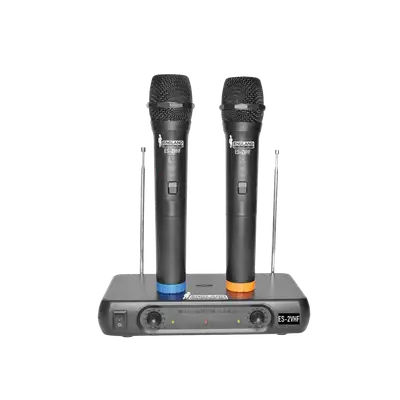 MICROFONO INALAMBRICO VHF, 2 CANALES, DE MANO, FRECUENCIA FIJA