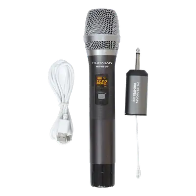 MICROFONO INALAMBRICO UHF MULTIFRECUENCIA, 1 CANAL, DE MANO, RECEPTOR PORTATIL RECARGABLE