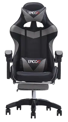 SILLA GAMING AJUSTABLE Y RECLINABLE CON COJIN VIBRADOR COLOR GRIS