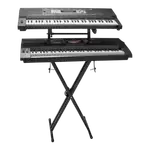 SOPORTE DE PISO PARA TECLADO DOBLE CON SEGUNDO NIVEL,  ALTURA 32-126CM - Miniatura 1