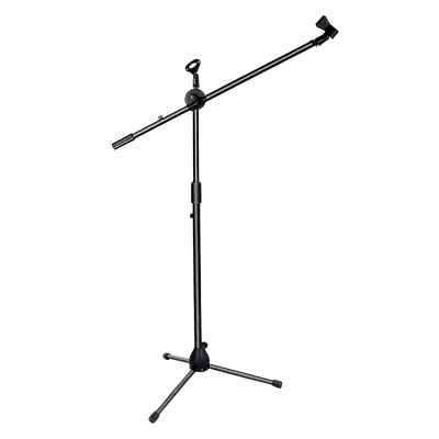 SOPORTE DE PISO BASE TRIPODE PARA MICROFONO CON BOOM Y 2 SUJETADORES, ALTURA 85-167CM