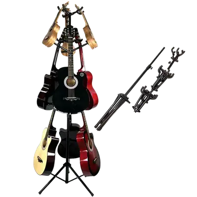 SOPORTE DE PISO BASE TRIPODE PARA 6 GUITARRAS Y 3 UKELELES O VIOLINES, ALTURA 88-180CM