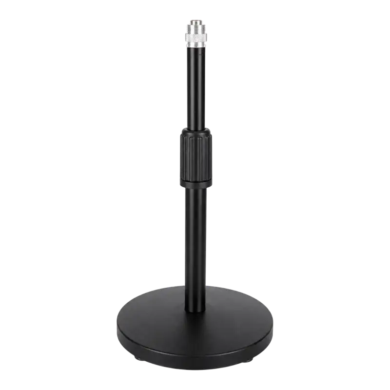 SOPORTE DE MESA BASE REDONDA NEGRO PARA MICROFONO, ALTURA 26-40CM - Imagen 1
