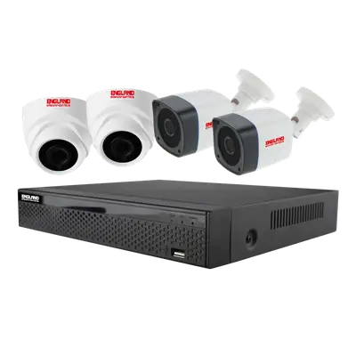 KIT DE CAMARAS DE SEGURIDAD CCTV, 2 DOMO + 2 TUBO, 10 CANALES + 4 CANALES IP, 720P HD, HDMI, VGA
