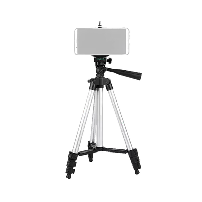 SOPORTE DE STREAMING PARA PISO BASE TRIPODE, Altura desde 34.5cm - 110cm, CON SUJETADOR ADAPTADOR PARA SMARTPHONES O CAMARAS