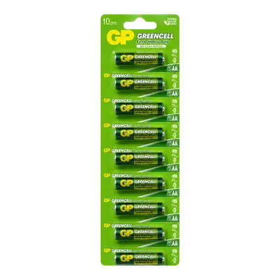 AA, 1.5V, GREENCELL (CLORURO DE ZINC), BLISTER X 10PCS