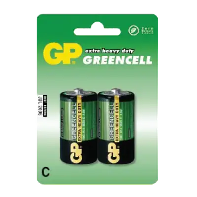 C, 1.5V, GREENCELL (CLORURO DE ZINC), BLISTER X 2PCS