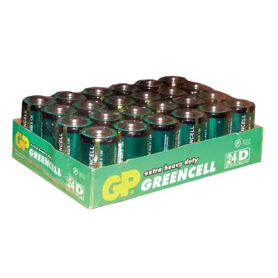 D, 1.5V, GREENCELL (CLORURO DE ZINC), BLISTER X 2 PCS