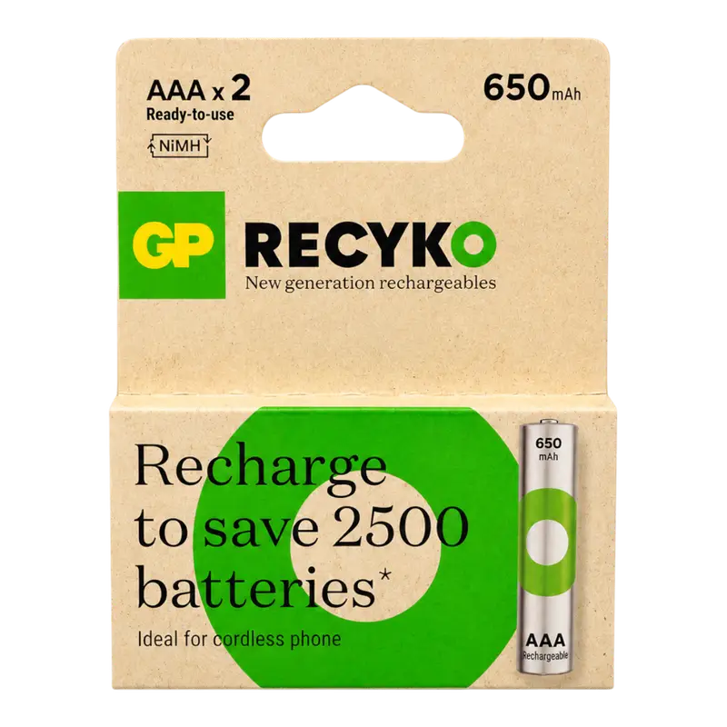 AAA RECYCKO 650mAh Blst2 GP65AAAHCBEP-LAC2 - Imagen 1