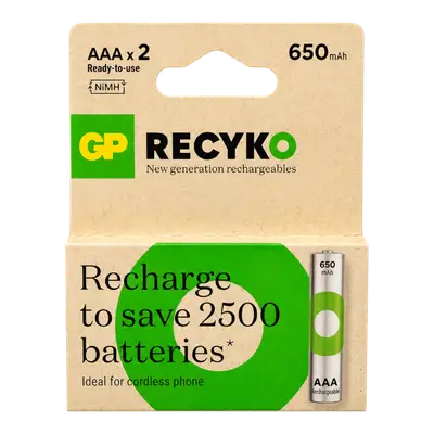 AAA RECYCKO 650mAh Blst2 GP65AAAHCBEP-LAC2