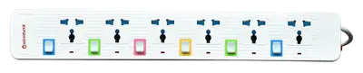 REGLETA 6 TOMAS 10A CON SWITCH Y COLORES LONGITUD DE CABLE 1.5 MTS, COLOR BLANCO
