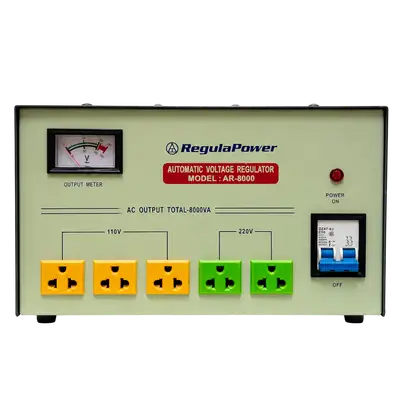 REGULADOR DE VOLTAJE, 8000 WATTS, 5 TOMAS POLARIZADAS, 110/220V - AC