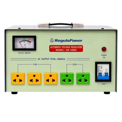 REGULADOR DE VOLTAJE, 10000 WATTS, 5 TOMAS POLARIZADAS, 110/220V - AC