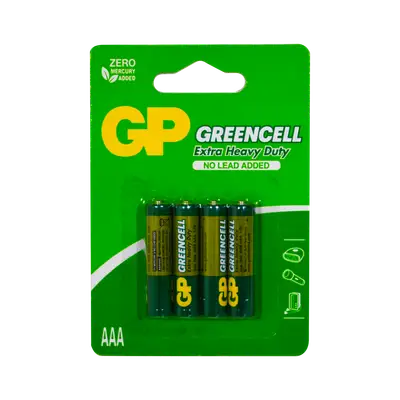 AAA,1.5V, GREENCELL (CLORURO DE ZINC), BLISTER X 4PCS