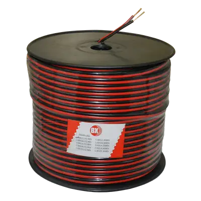 CABLE ROJO NEGRO PARA PARLANTE, CALIBRE 12, 152.5 MTS, CCA