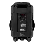 CAJA AMPLIFICADA CON BATERIA 10 PULG., 85.000W PMOP, REPRODUCTOR ANALOGICO DIGITAL, ENTRADA MIC 1/4, 3.5MM , EFECTO ECO, BASS & TREBLE, LUZ LED RGB, INCLUYE UN MICROFONO - Miniatura 2