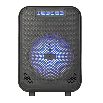 CAJA AMPLIFICADA CON BATERIA 6.5 PULG., 10.000W PMOP, REPRODUCTOR ANALOGICO DIGITAL, ENTRADA MIC 1/4, 3.5MM , EFECTO ECO, LUZ LED RGB, INCLUYE UN MICROFONO
