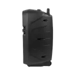 CAJA AMPLIFICADA CON BATERIA 10 PULG., 100.000W PMOP, ENTRAJA JACK 1/4, 3.5MM, EFECTO ECO, BASS TREBLE, LUZ LED RGB, INCLUYE UN MICROFONO VHF - Miniatura 5