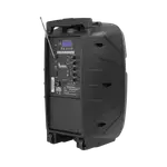CAJA AMPLIFICADA CON BATERIA 10 PULG., 100.000W PMOP, ENTRAJA JACK 1/4, 3.5MM, EFECTO ECO, BASS TREBLE, LUZ LED RGB, INCLUYE UN MICROFONO VHF - Miniatura 6