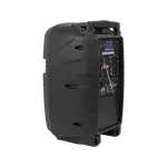 CAJA AMPLIFICADA CON BATERIA 10 PULG., 100.000W PMOP, ENTRAJA JACK 1/4, 3.5MM, EFECTO ECO, BASS TREBLE, LUZ LED RGB, INCLUYE UN MICROFONO VHF - Miniatura 7