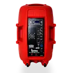 CAJA AMPLIFICADA 15 PULG. COLOR ROJO, 180.000W PMOP,  1 MIC 1/4 Y XLR, BASS & TREBLE, ENTRADA  XLR, RCA, SALIDA XLRS Y SPEAKON INCLUYE MICROFONO Y PEDESTAL - Miniatura 3