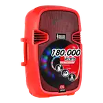 CAJA AMPLIFICADA 15 PULG. COLOR ROJO, 180.000W PMOP,  1 MIC 1/4 Y XLR, BASS & TREBLE, ENTRADA  XLR, RCA, SALIDA XLRS Y SPEAKON INCLUYE MICROFONO Y PEDESTAL - Miniatura 5