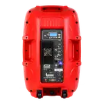 CAJA AMPLIFICADA 15 PULG. COLOR ROJO, 180.000W PMOP,  1 MIC 1/4 Y XLR, BASS & TREBLE, ENTRADA  XLR, RCA, SALIDA XLRS Y SPEAKON INCLUYE MICROFONO Y PEDESTAL - Miniatura 6