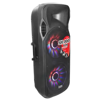 CAJA AMPLIFICADA 2X15 PULG., 800.000W PMOP, 2 MIC 1/4 Y XLR, EQ 5 BANDAS, ENTRADA  XLR, RCA, SALIDA XLRS Y SPEAKON INCLUYE MICROFONO