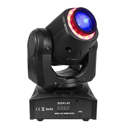LUZ ROBOTICA CON RING LED, RGB, 7+1 GOBOS/12LED, 40W, EFECTO MULTIDISPARO, 7+1 PATRONES, DMX-512 10/12CH