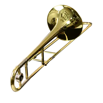 TROMBON TENOR DE VARA, ACABADO DORADO LAQUEADO, INCLUYE BOQUILLA Y ESTUCHE