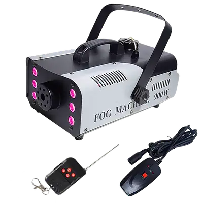MAQUINA DE HUMO CON LUCES LED, RGB, 900W, 6LEDX3W, INCLUYE CONTROL REMOTO INALAMBRICO Y DE CABLE