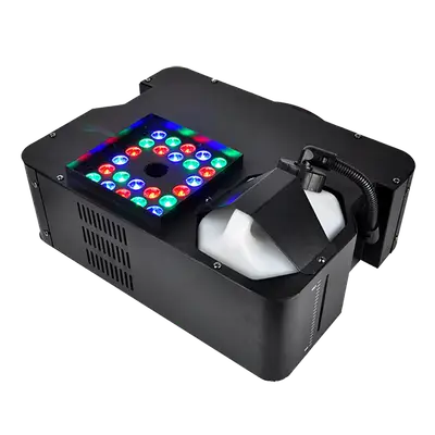 MAQUINA DE HUMO VERTICAL Y HORIZONTAL CON LUCES LED RGB, 1500W, 24LEDX3W, INCLUYE CONTROL REMOTO INALAMBRICO Y DE CABLE