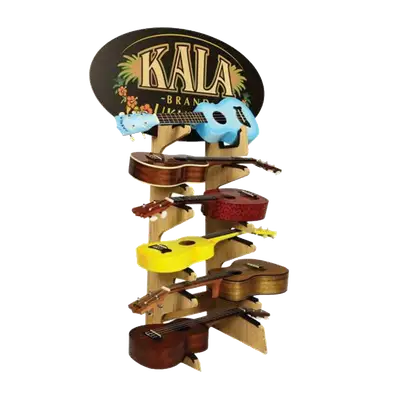 SOPORTE DE PISO PARA EXHIBICION DE UKELELES, MADERA MDF, 6 DIVISIONES