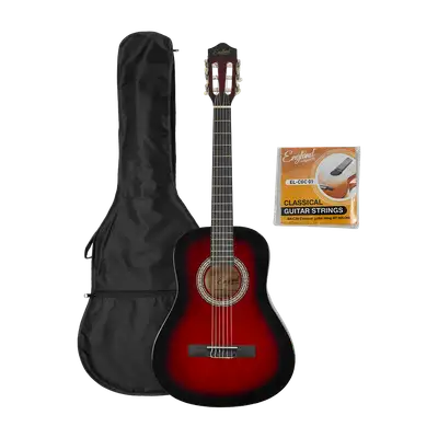 GUITARRA CLASICA 36", COLOR ROJO, INCLUYE BOLSO Y CUERDAS DE RESPUESTO