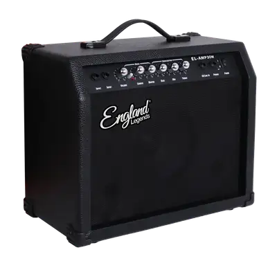 AMPLIFICADOR PARA GUITARRA ELECTRICA DE 30W, EQ BASS, MEDIO Y TREBLE, EFECTO DE DRIVE, 2 ENTRADAS JACK 6.3 MM, ENTRADA AUX Y AUDIFONOS