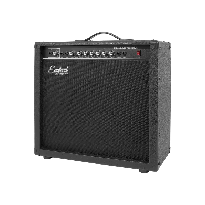 AMPLIFICADOR PARA GUITARRA ELECTRICA DE 60W, EQ BASS, MEDIO Y TREBLE, 2 ENTRADAS JACK 6.3 MM, ENTRADA AUX Y AUDIFONOS - Imagen 1