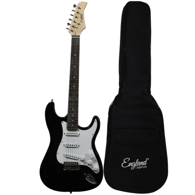 GUITARRA ELECTRICA TIPO STRATOCASTER COLOR NEGRO, INCLUYE CUERDAS DE RESPUESTO, CABLE, CORREA, AFINADOR, BOLSO, SOPORTE