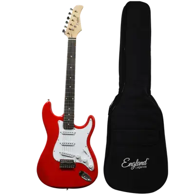 GUITARRA ELECTRICA TIPO STRATOCASTER COLOR ROJO, INCLUYE CUERDAS DE RESPUESTO, CABLE, CORREA, AFINADOR, BOLSO, SOPORTE