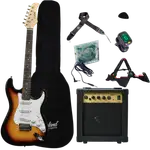 COMBO DE GUITARRA ELECTRICA TIPO TELECASTER COLOR AMARILLO, INCLUYE AMPLIFICADOR DE 10W, BOLSO, CUERDAS DE RESPUESTO,CABLE CON CONECTORES, CORREA, AFINADOR, SOPORTE - Miniatura 3