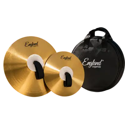 SET DE DOS PLATILLOS PARA BANDA DE GUERRA 14", 1MM DE ESPESOR, ALEACION BRASS, INCLUYE BOLSO DE 14". DE POLIPROPILENO COLOR NEGRO